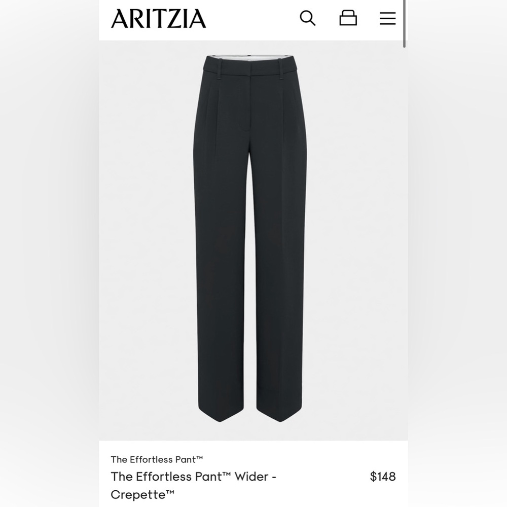 ARITZIA Effortless Pant *Wider*; Color: Black; Size: 12